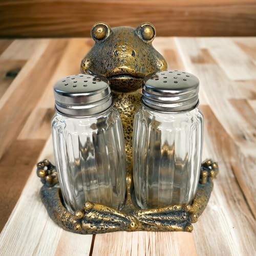 Top Brass Yoga Frog Salt Pepper Set