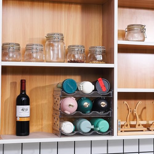 Clear Water Bottle Organizer with 4 Tiers Stackable Design
