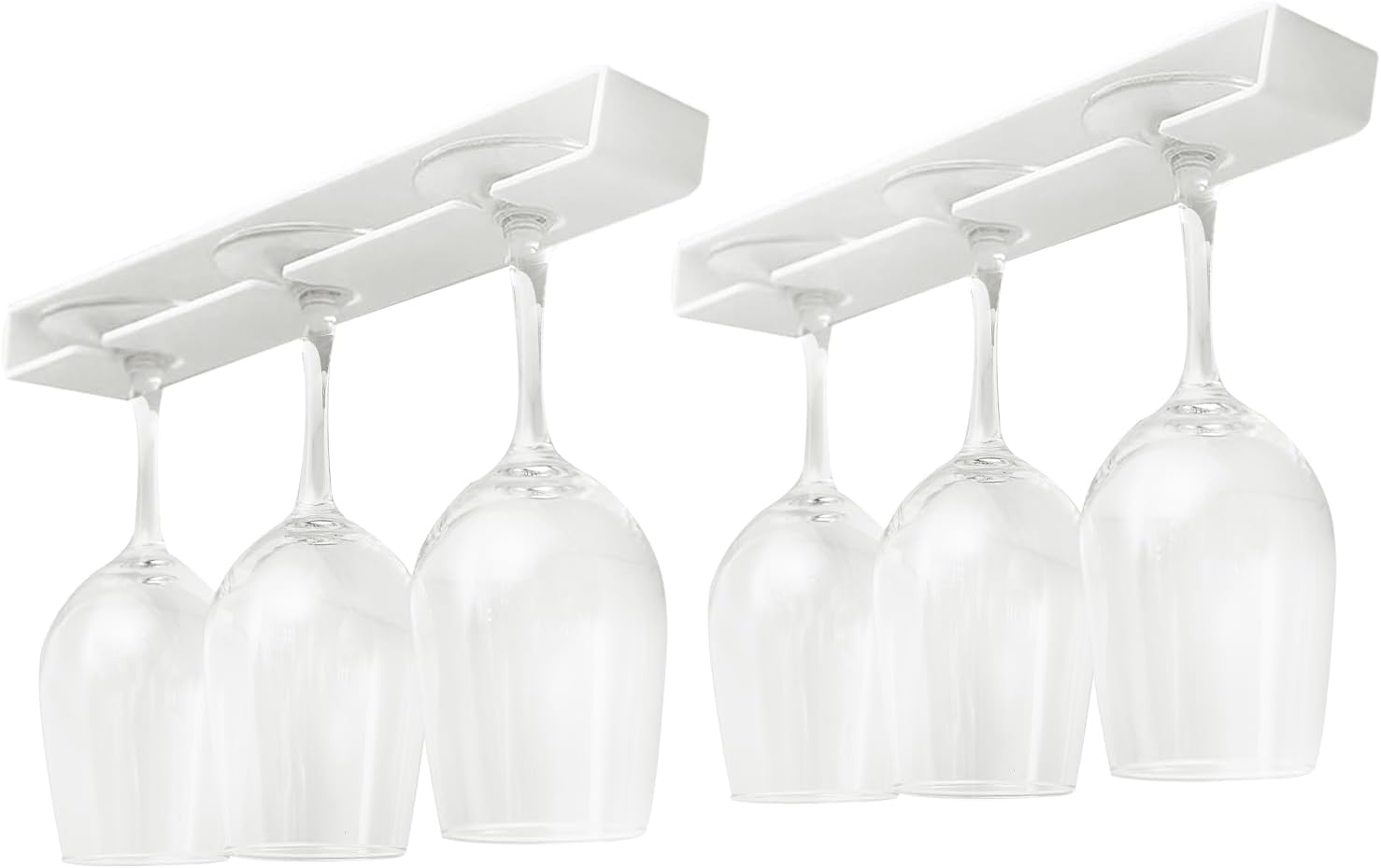 AQJUNONG 2 Pack Wine Glass Holder No Drilling Under Cabinet Rack 1