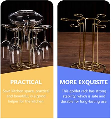 DOITOOL Wine Glass Holder Stand with 6 Hooks Gold