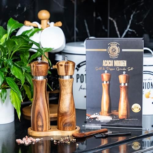 Acacia Wood Salt Pepper Grinder Set