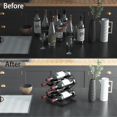 KOKSTOP 6-Bottle Countertop Wine Rack Modern Black Corner Holder