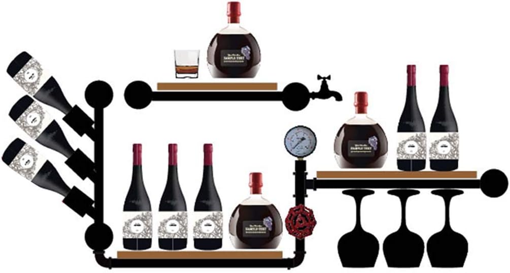 Industrial Wine Rack With Lamp For Bar And Home