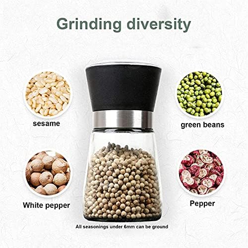 Adjustable Salt Pepper Grinder Set with Glass Body