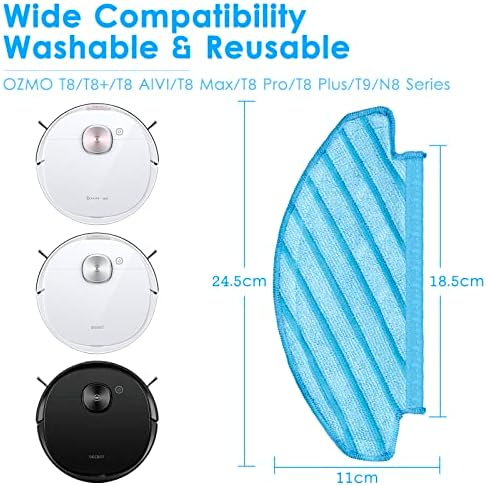 10 Pieces Chain Peak N10 Reusable Mop Pads for ECOVACS Robot Vacuums