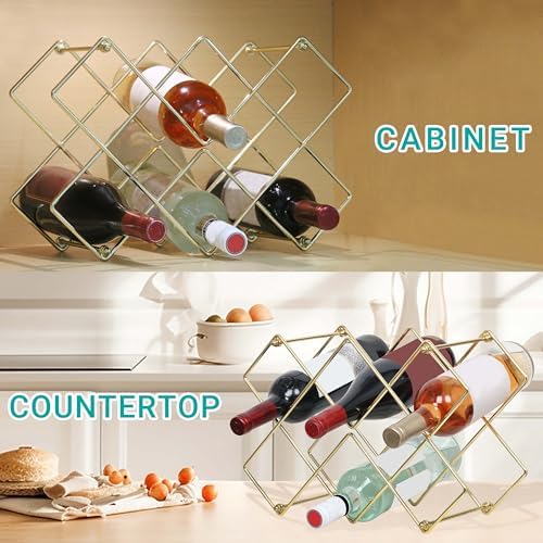 Glamorous Gold Countertop Wine Rack for 8-10 Bottles