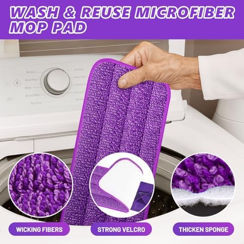 HOMTOYOU Spray Mop with 3 Microfiber Pads for Multi-Surface Cleaning 1