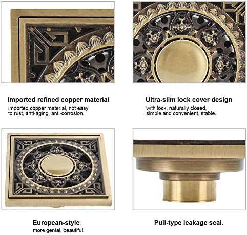 Yosoo Antique Brass Drain with Flower Carving
