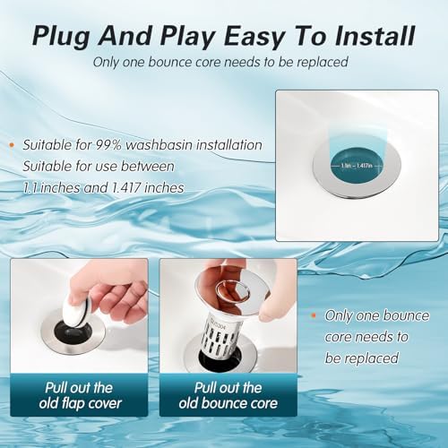 ZONCIHO Pop Up Sink Drain Strainer with Stainless Steel Basket