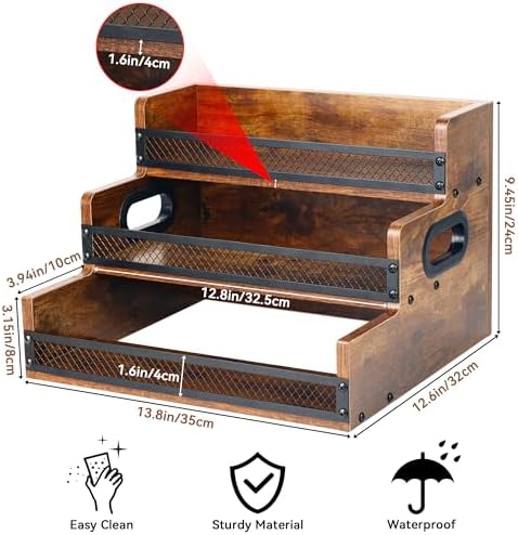 Alyoen 3 Tier Liquor Wine Rack with Fences Handles