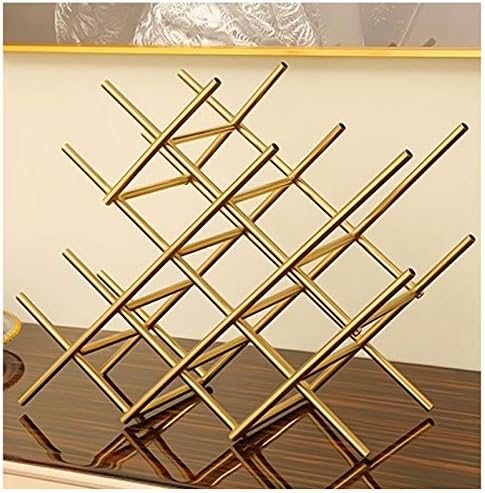 BOCbco Tabletop Wine Rack Rose Gold Iron Art Holds 13 Bottles