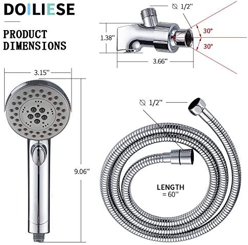DOILIESE 6-Setting Massage Handheld Shower Head with Pause and Spa Spray - Chrome