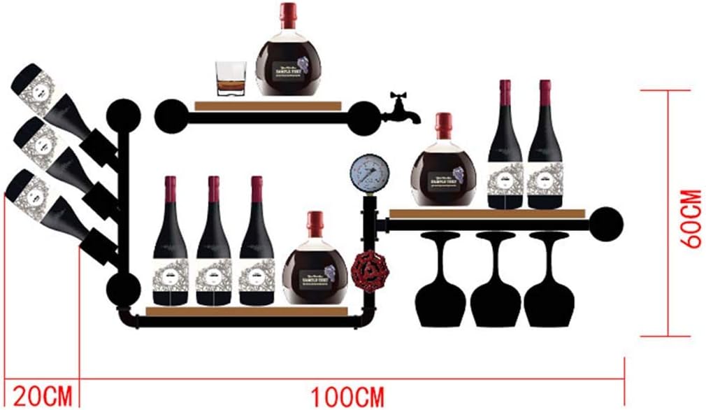 Industrial Wine Rack With Lamp For Bar And Home