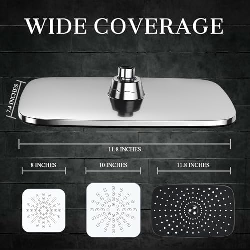 Veken 118 Inch Rain Shower Head with 6 Modes Silver Chrome