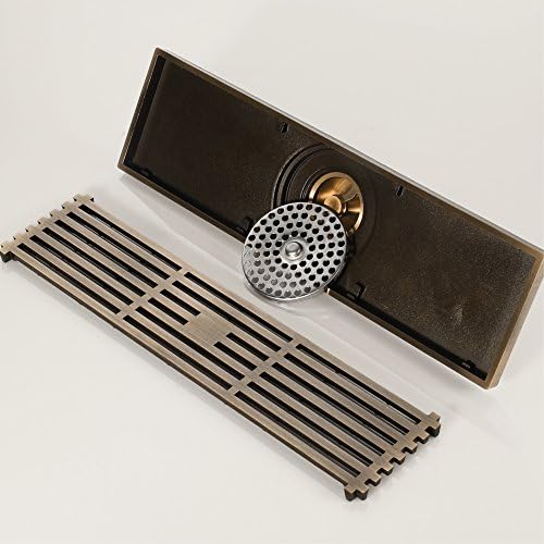 Linear Shower Drain 12 Inch Brass with Removable Grate 1