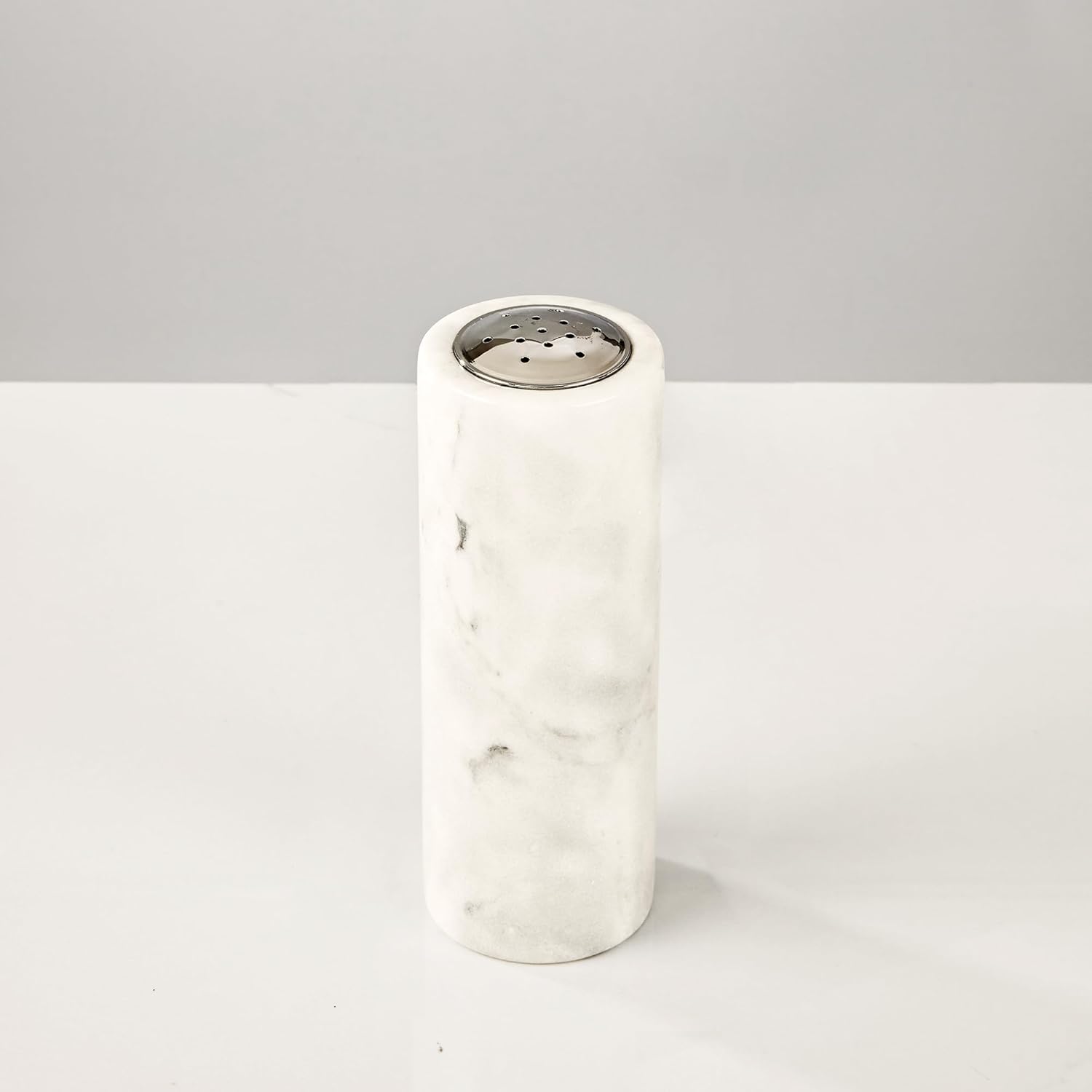 Natural Polished Marble Salt Shaker and Pepper Mill Set