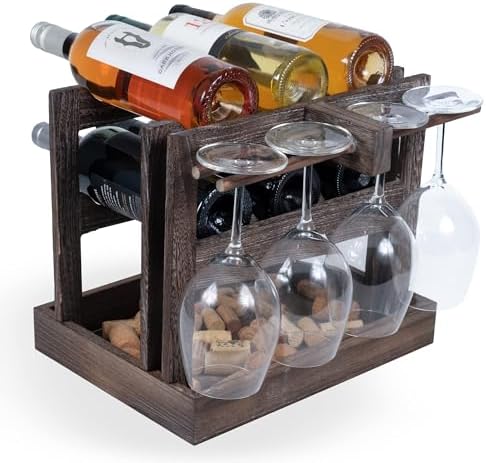 Rustic State Burnt Brown Wood Wine Rack for 6 Bottles