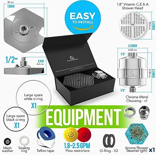 AquaHomeGroup Luxury Filtered Shower Head Set - Chrome
