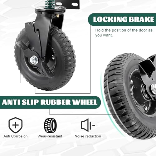 8 Inch Heavy Duty Gate Wheels with Brake and 360 Rotation