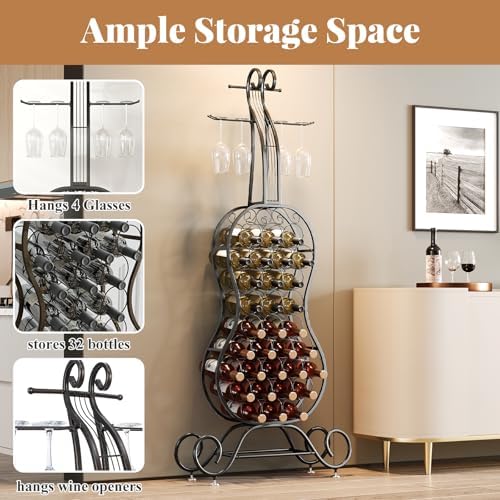 HavenlyYouth Freestanding Wine Rack for 32 Bottles