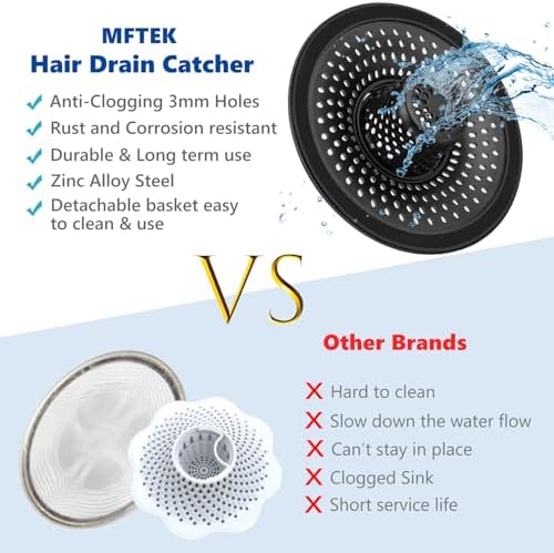 MFTEK Drain Hair Catcher Black Stainless Steel 1