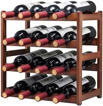 Homevany 4 Tier Bamboo Wine Rack 16 Bottle Holder