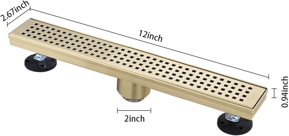 Benicabaly Linear Shower Drain with Brushed Gold Finish 1