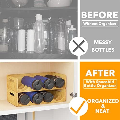SpaceAid Bamboo Water Bottle Organizer 2 Pack 4-Slot 1