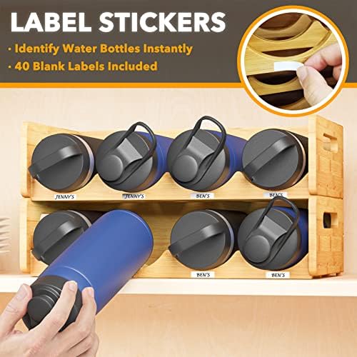 SpaceAid Bamboo Water Bottle Organizer 2 Pack 4-Slot 1