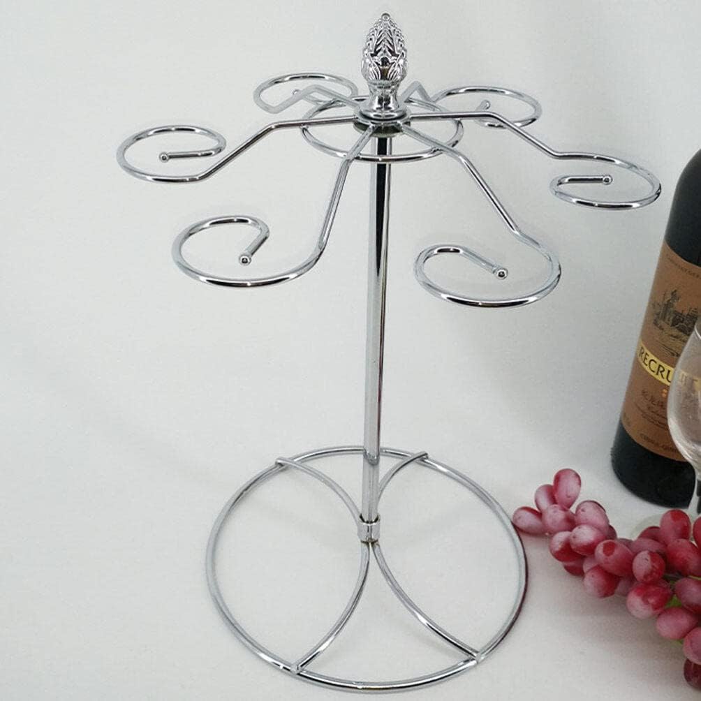 Cabilock Wine Glass Holder Freestanding Stemware Rack with 6 Hooks