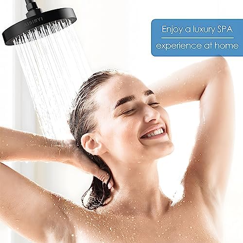 AISINYI 6 Inch Matte Black Rainfall Shower Head