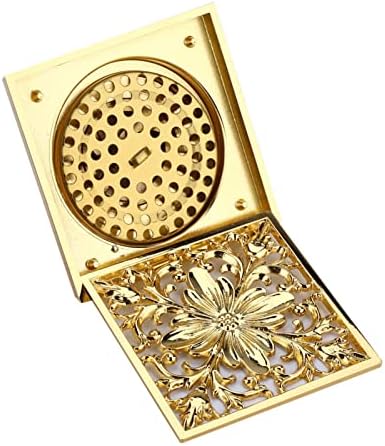 Antique Brass Square Floor Drain with Strainer