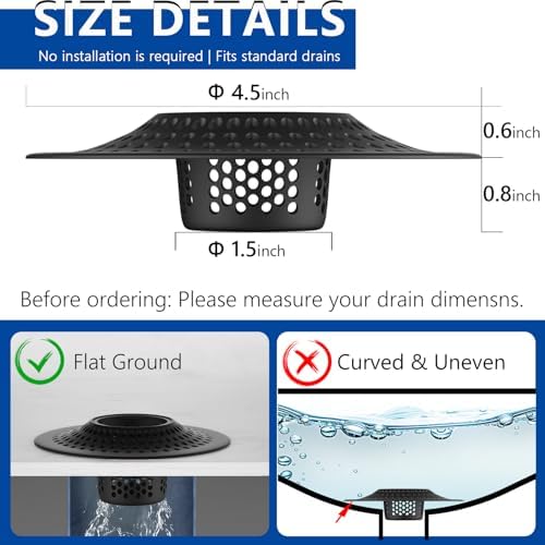 MFTEK Drain Hair Catcher Black Stainless Steel 1