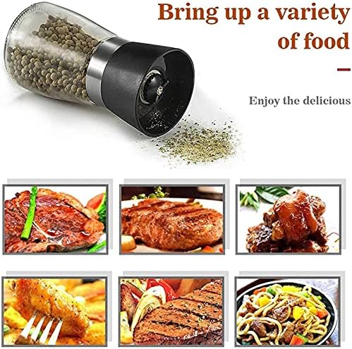 Adjustable Salt Pepper Grinder Set with Glass Body