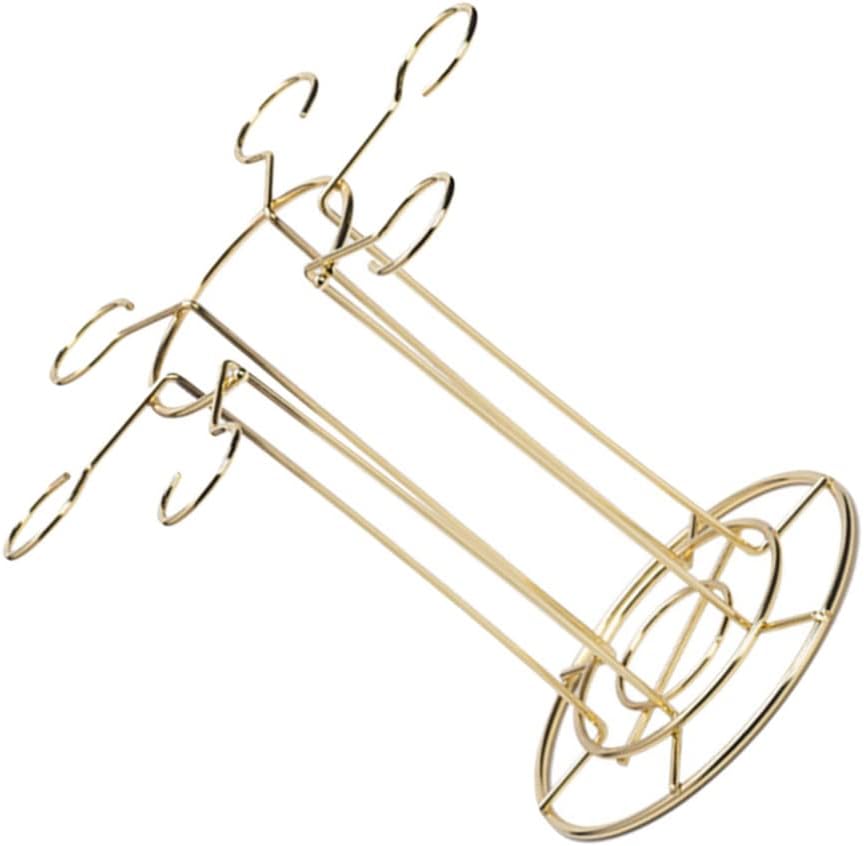 DOITOOL Wine Glass Holder Stand with 6 Hooks Gold
