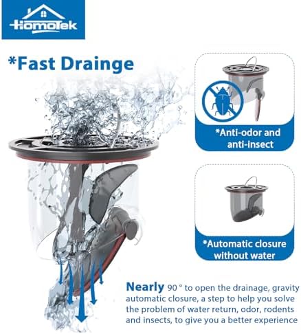 HOMOTEK 4 Inch Shower Drain with Flange and Hair Strainer