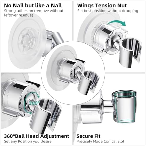 Cobbe Wall Mount Shower Head Holder - 360 Adjustable Chrome