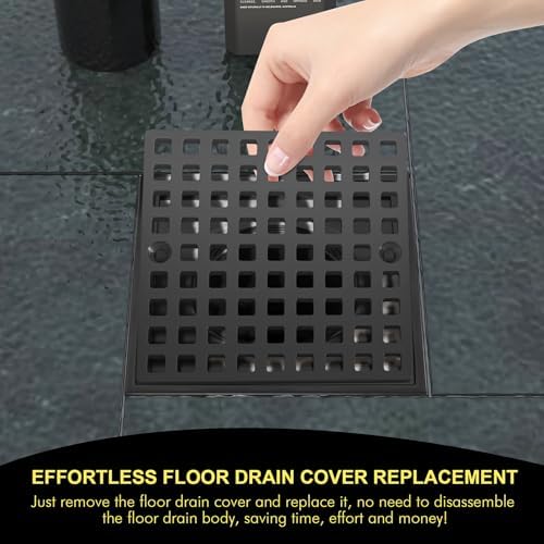 Yaseingoo 2PC 4 Matte Black Drain Cover for Bathrooms and Showers
