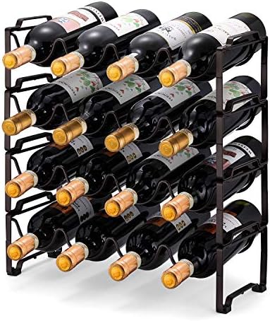 Simple Trending 4-Tier Wine Rack with 16 Bottle Capacity Bronze Finish