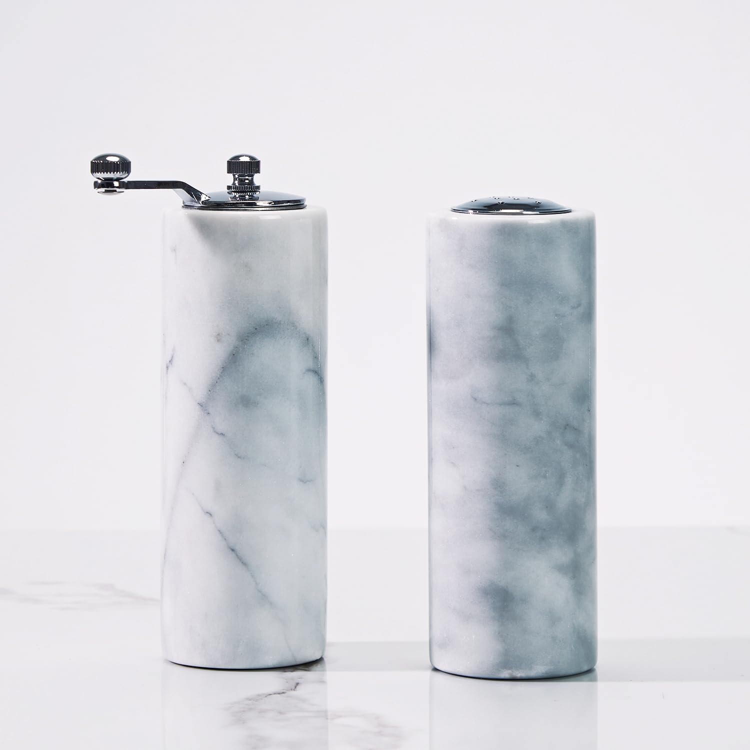 Generic White Marble Salt Pepper Shaker Set
