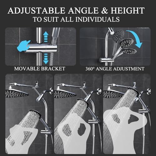 Veken 118 Inch Rain Shower Head with 6 Modes Silver Chrome
