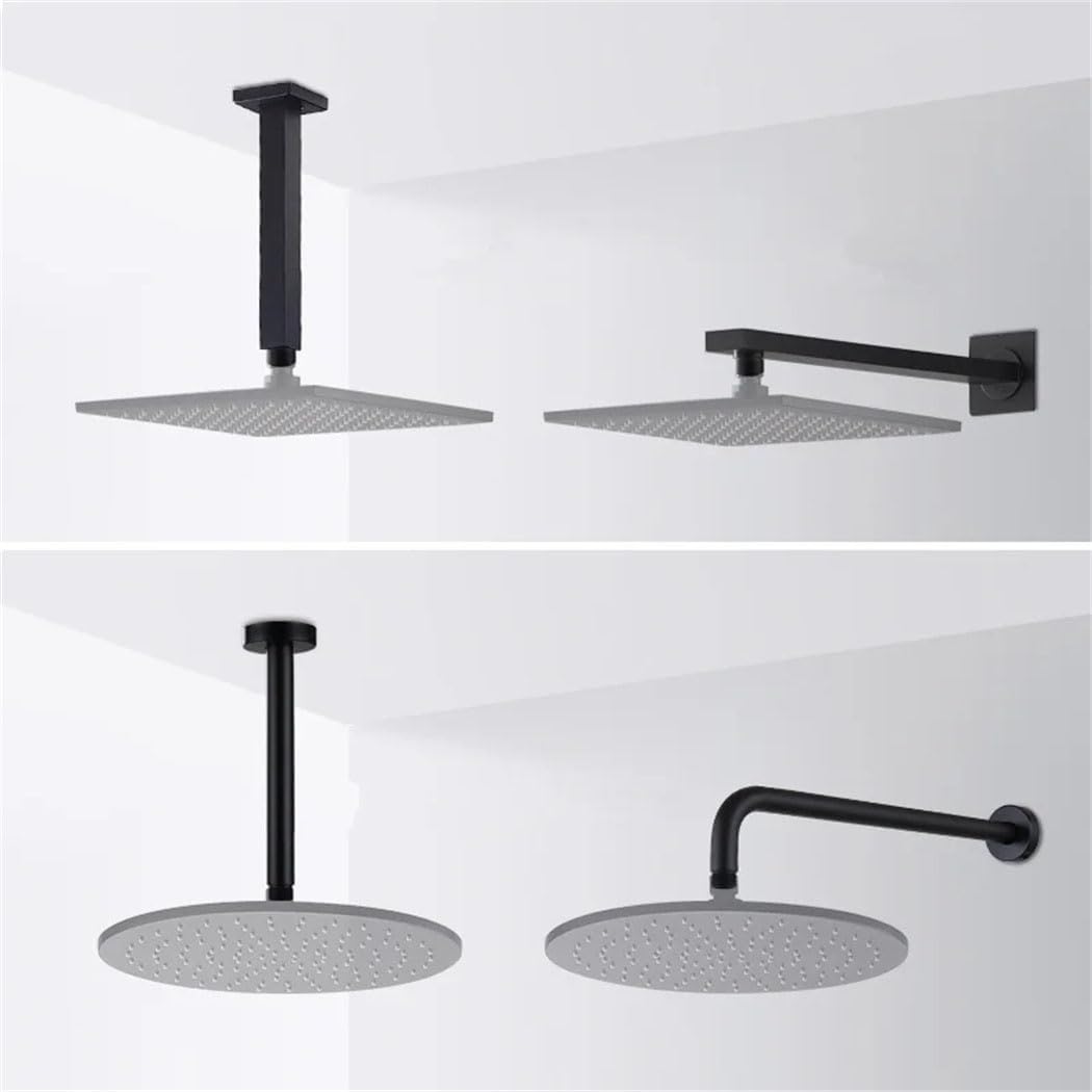 Black Round Square Shower Arm G12 Threaded Extension Holder