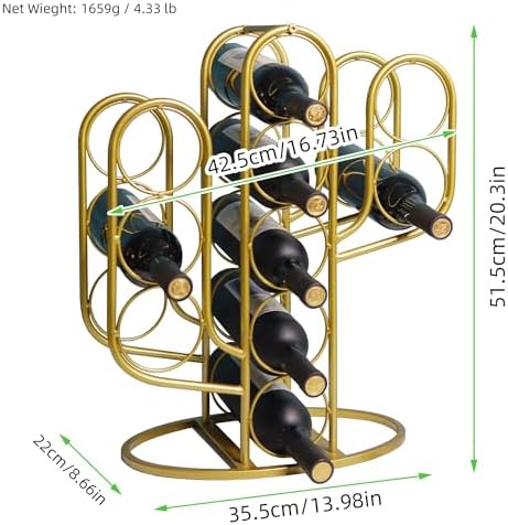 10 Bottles Wine Rack with Cactus Design