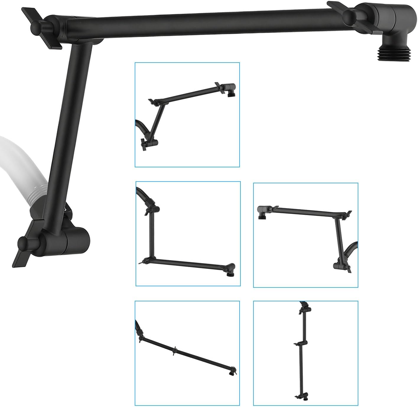 PDPBath Brass 16 Inch Shower Arm Extension - Matte Black