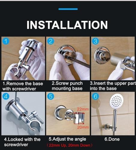All Metal Shower Head Holder with 180 Degree Adjustment