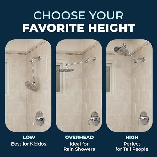 HammerHead Showers Adjustable Chrome Shower Arm - 16 Inch All Metal