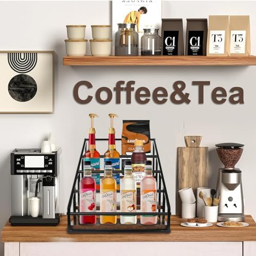 Coffee Syrup Rack Organizer 2 Packs 4 Tier 16 Bottle Holder