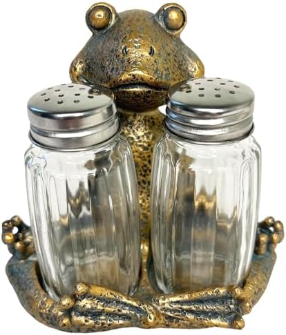 Top Brass Yoga Frog Salt Pepper Set