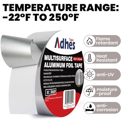 ADHES Heavy Duty Aluminum Foil Tape 2 Inch x 210 Feet