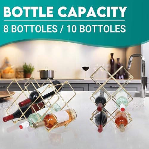 Glamorous Gold Countertop Wine Rack for 8-10 Bottles